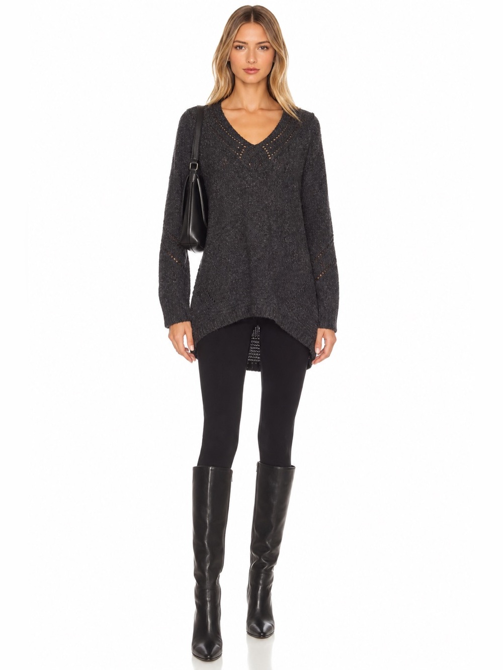 Line oversized sweater chunky knit dark grey size medium wool blend